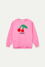 Beatriz Sweatshirt, Pink - with Giant Cherry Embroidery