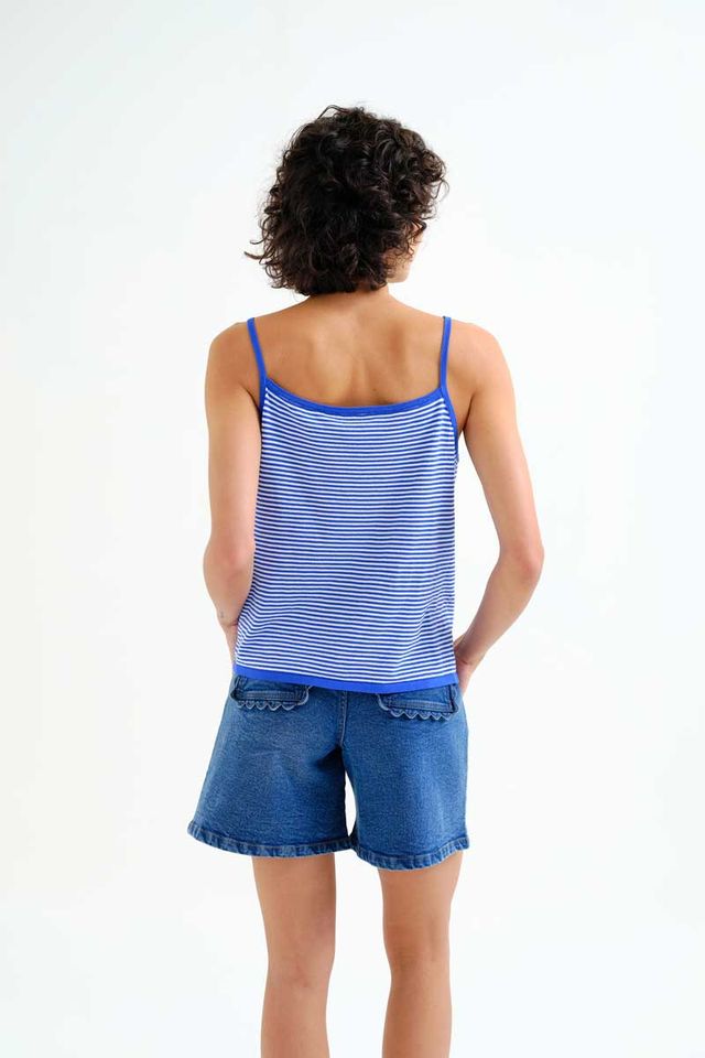 Fabiola Top, Blue Stripes