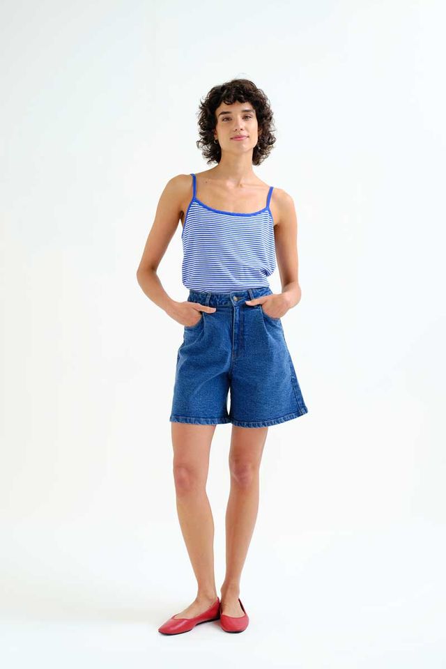 Fabiola Top, Blue Stripes