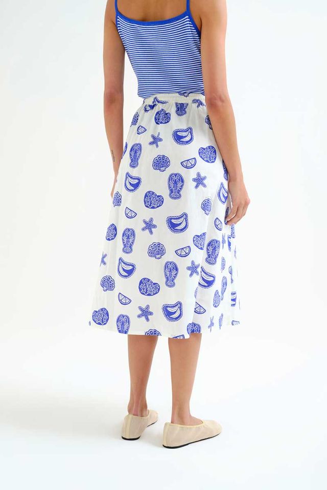 Mireya Midi Skirt, Blue Lobster