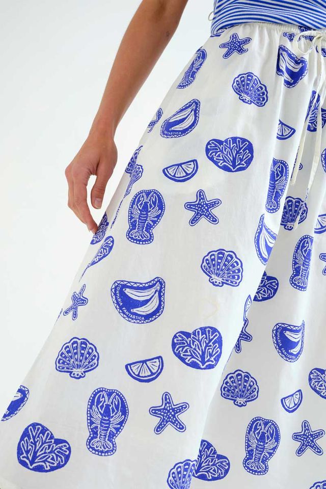 Mireya Midi Skirt, Blue Lobster