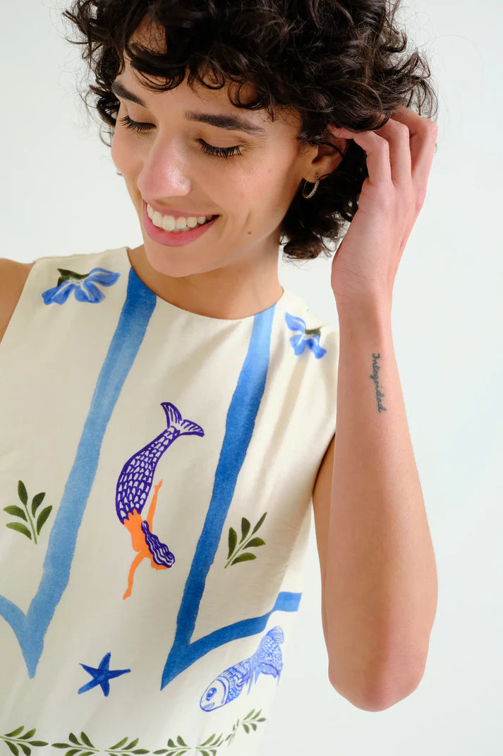 Ramona Long Dress, Palm & Mermaid