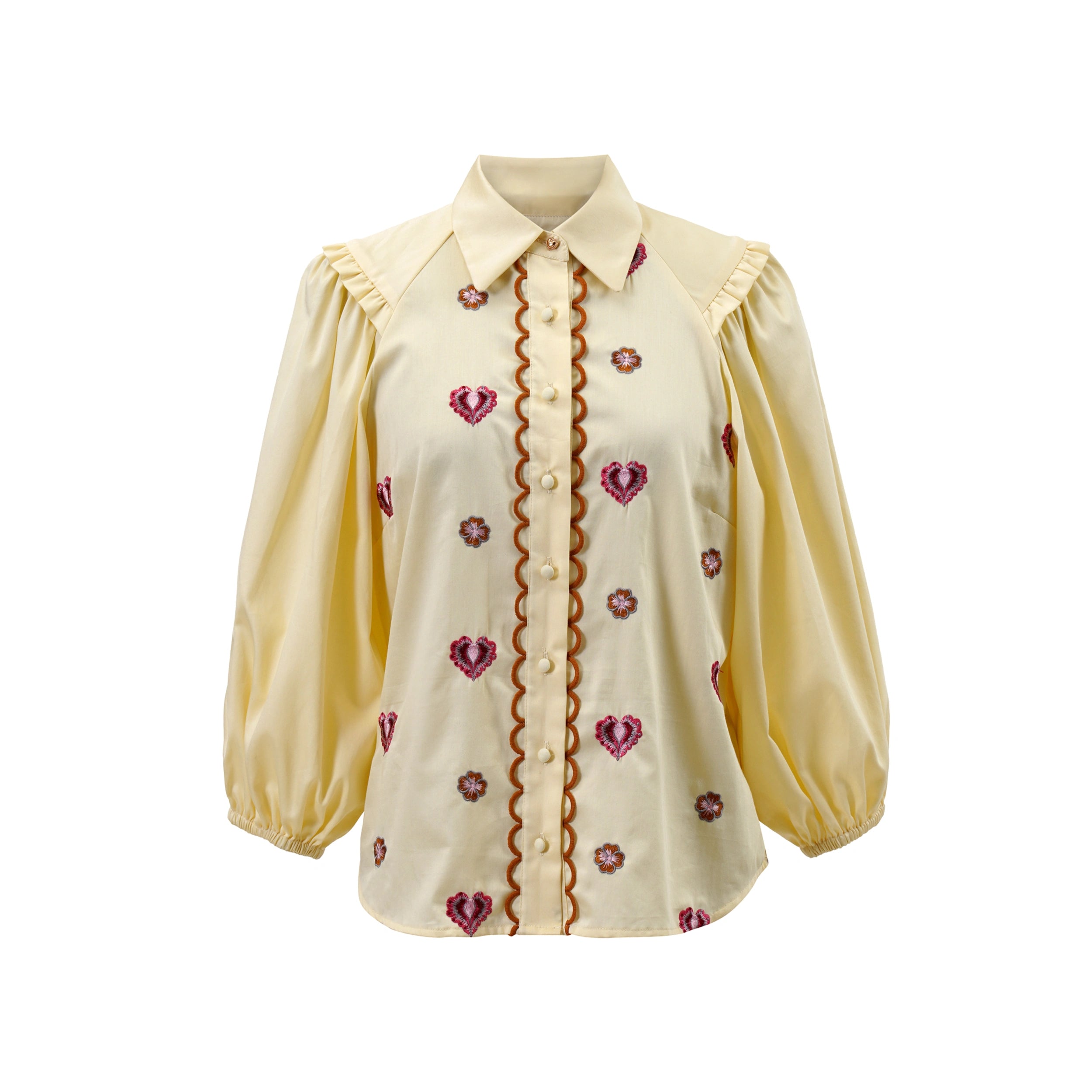 Edie Embroidered Blouse, Butter