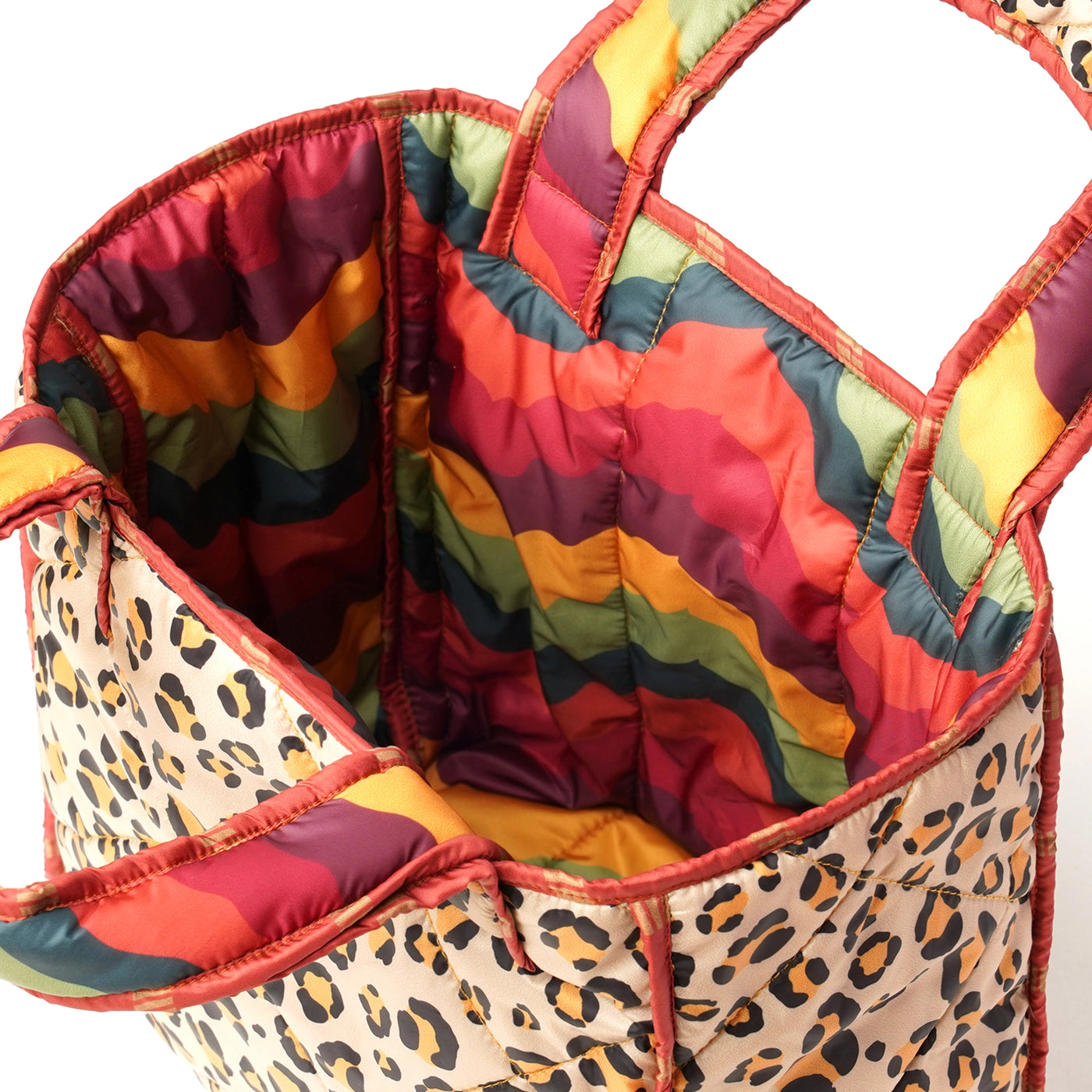 Elaine Reversible Tote Bag, Leopard/Colour Wave