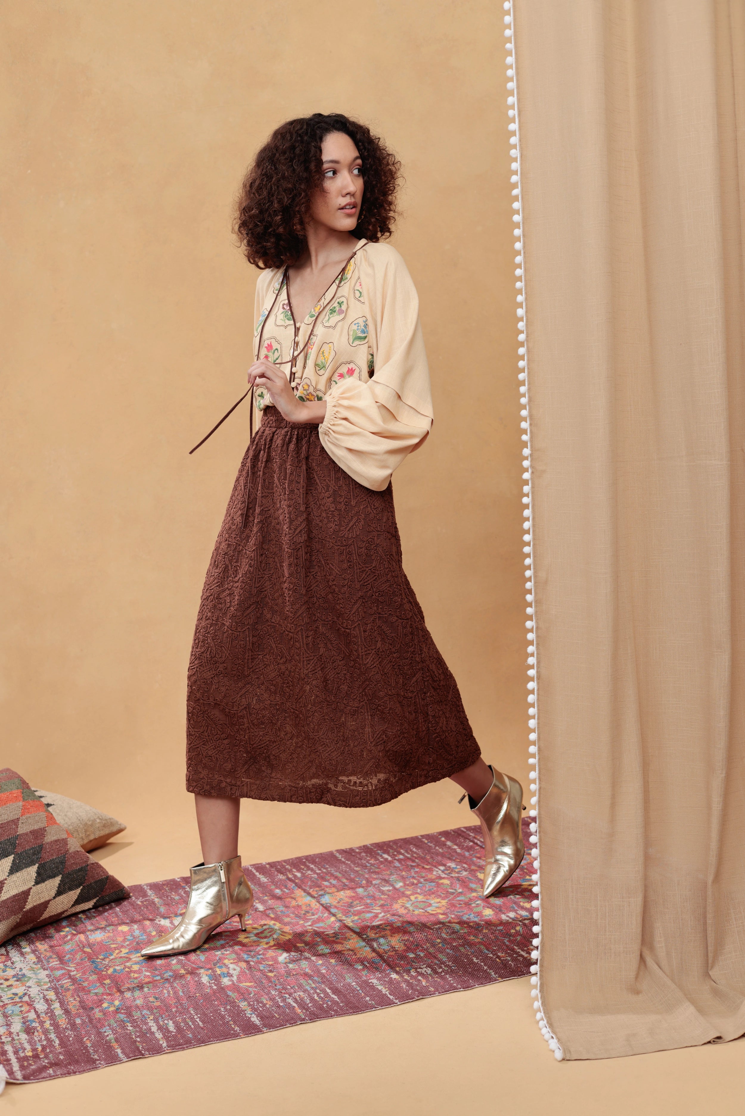 Fiora Floral Blouse, Oatmeal