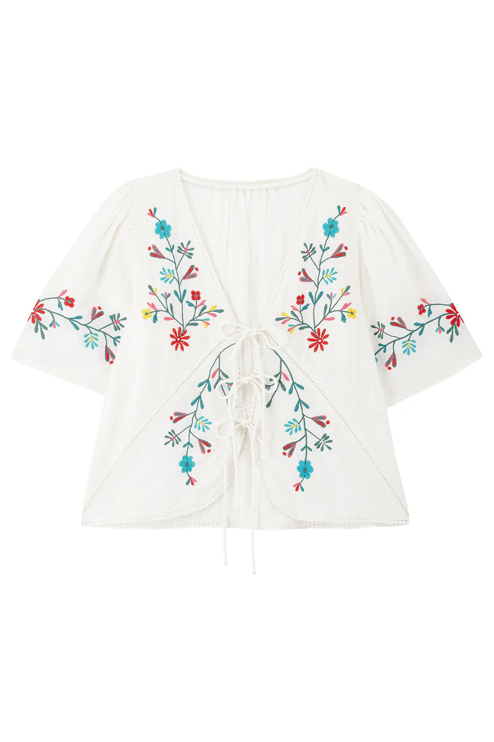 Elka Embroidered Top, White