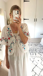 Elka Embroidered Top, White