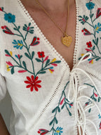 Elka Embroidered Top, White