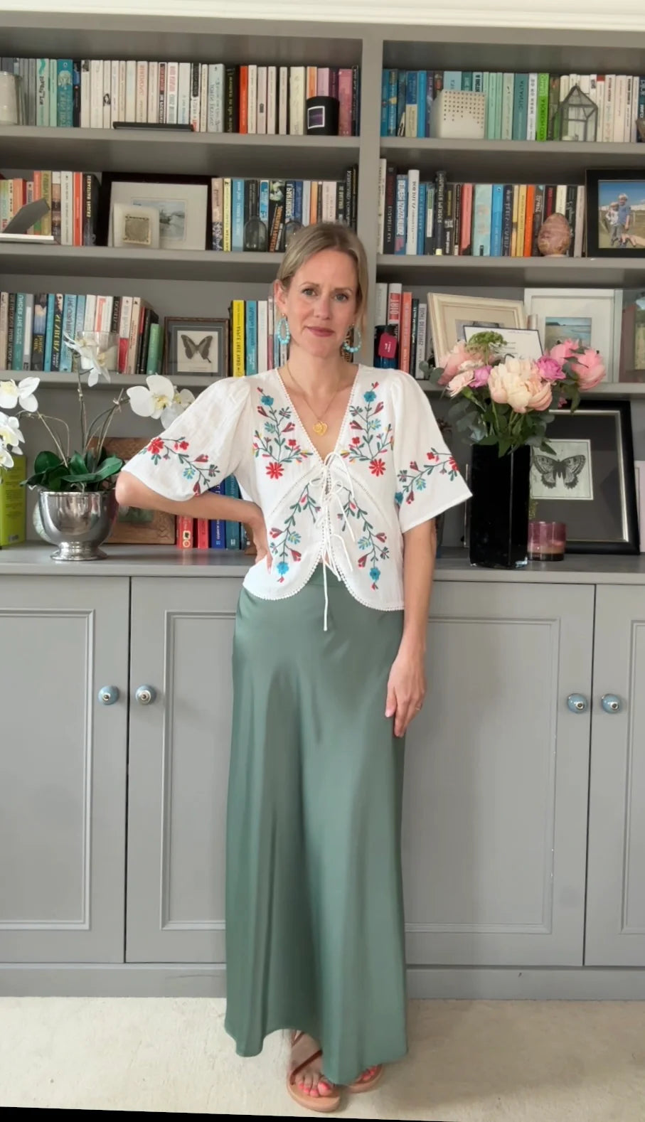 Elka Embroidered Top, White