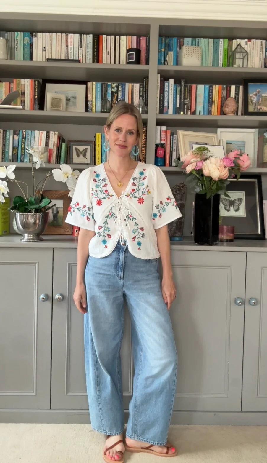 Elka Embroidered Top, White
