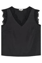 Kate Lace Trim Top, Black