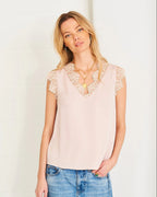 Kate Lace Trim Top, Soft Pink