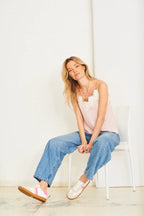 Pia Contrast Camisole, Pink & Cream