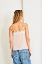 Pia Contrast Camisole, Pink & Cream