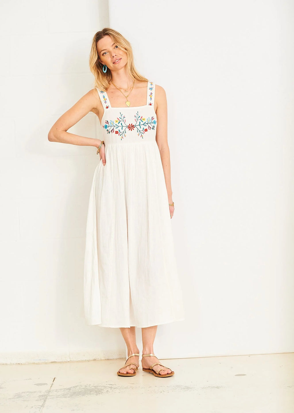 Rosa Embroidered Dress, White Floral