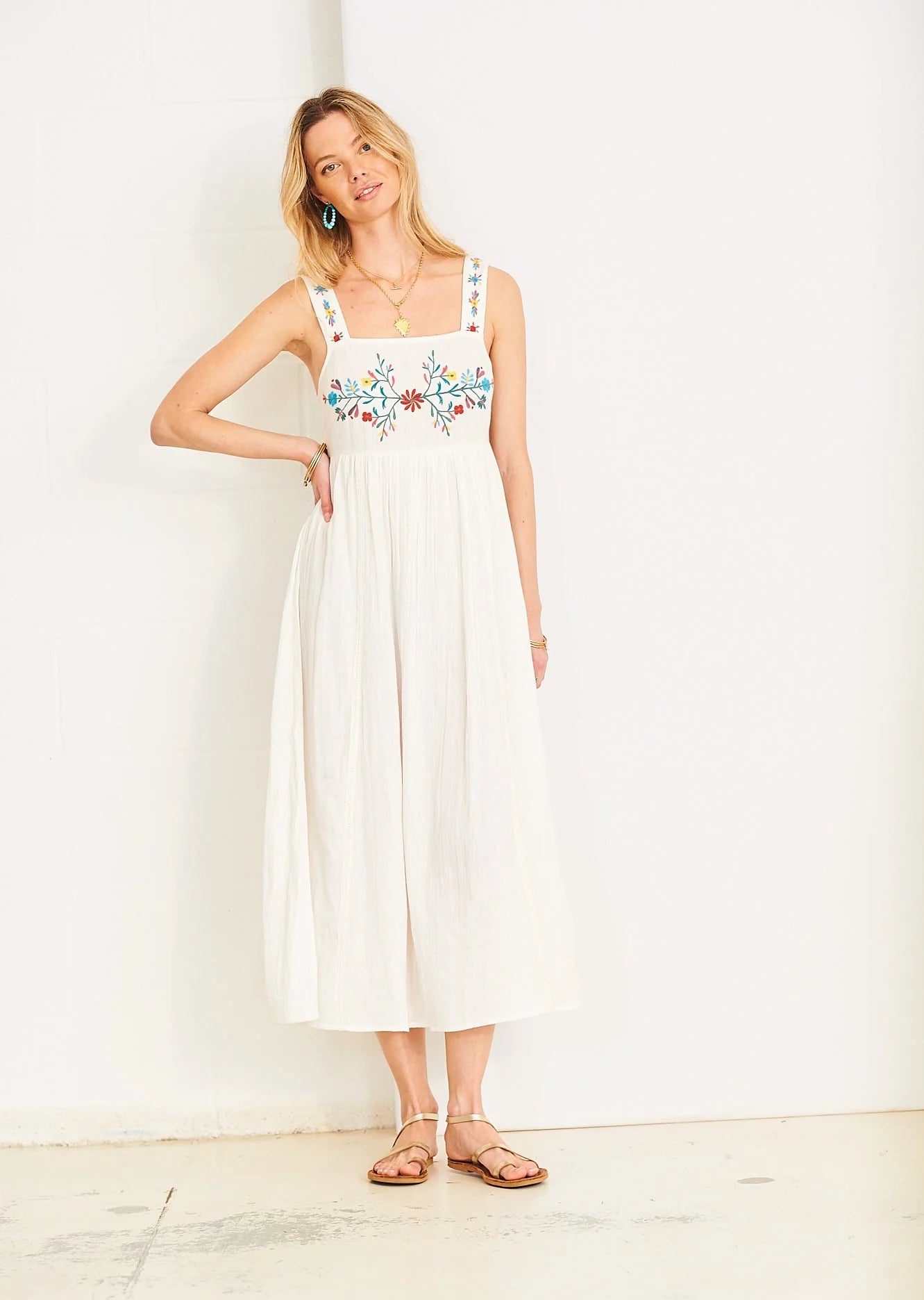 Rosa Embroidered Dress, White Floral