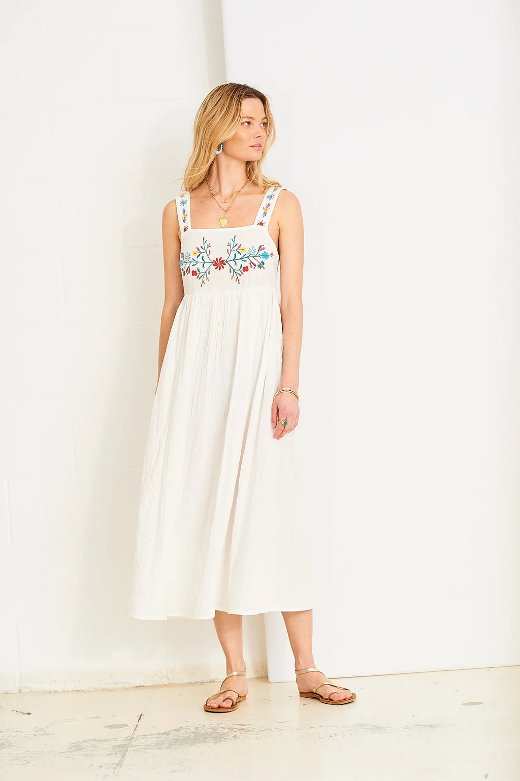 Rosa Embroidered Dress, White Floral