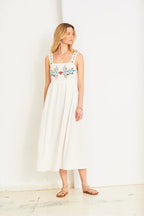 Rosa Embroidered Dress, White Floral