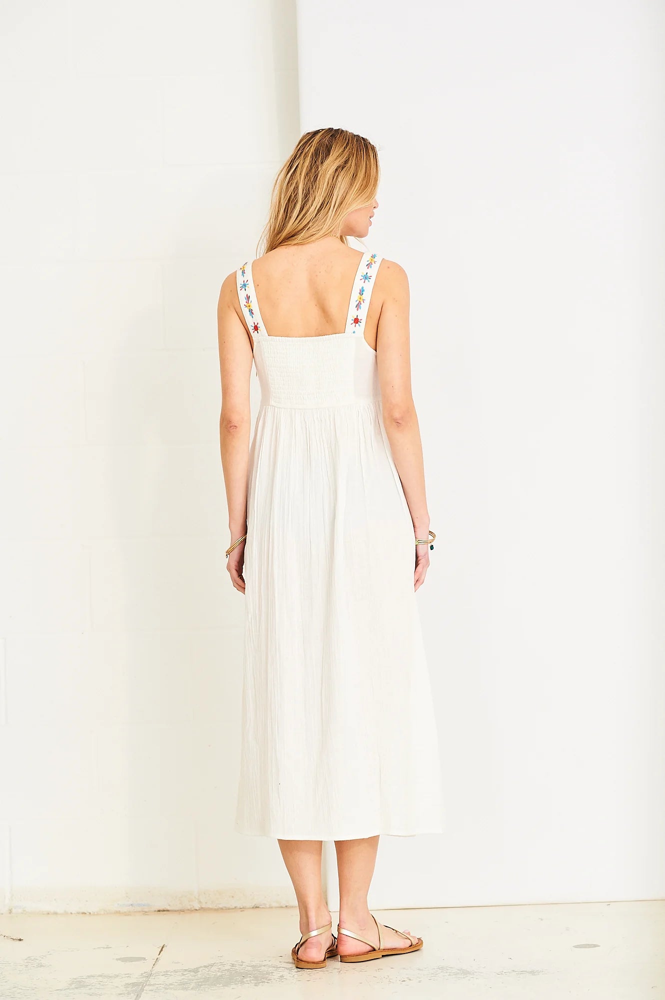 Rosa Embroidered Dress, White Floral
