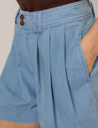 Albie High-Waisted Shorts, Light Blue Denim