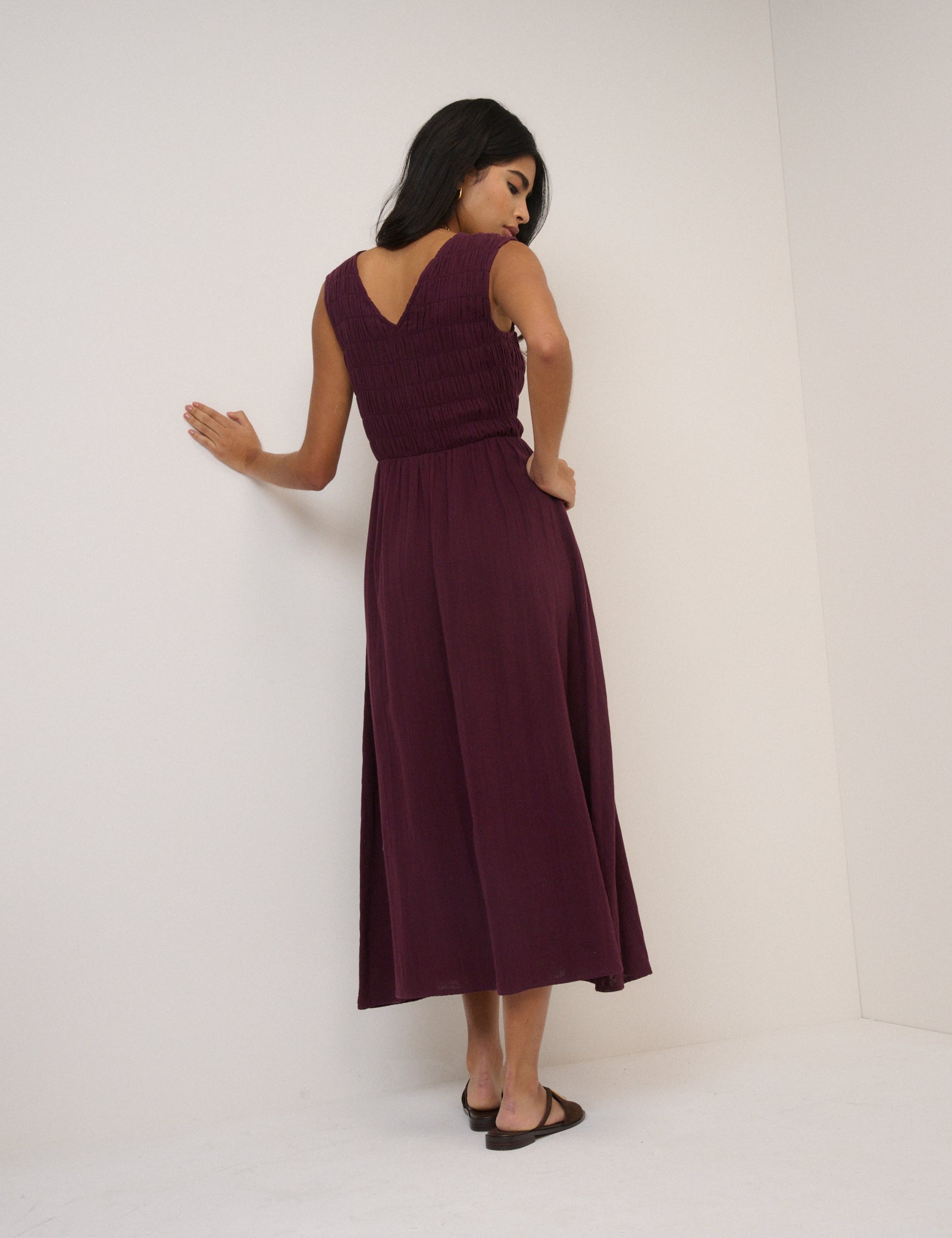 Audrey Sleeveless Dress, Burgundy