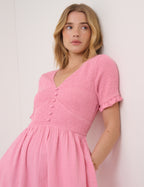 Eliza Shirred Midi Dress, Pink