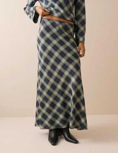 Otto Maxi Skirt, Navy Check