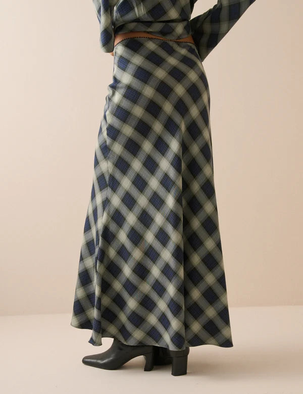 Otto Maxi Skirt, Navy Check