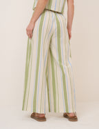 Parker Wide Leg Trouser, Green with Stripes