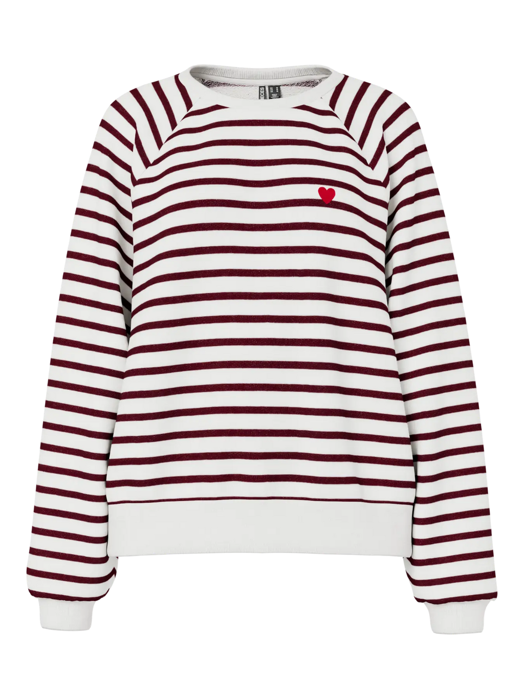 Greta Long-Sleeved Embellished Sweatshirt, Cloud Dancer and Tawny Port Stripes