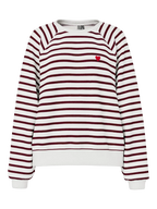 Greta Long-Sleeved Embellished Sweatshirt, Cloud Dancer and Tawny Port Stripes