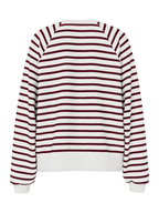 Greta Long-Sleeved Embellished Sweatshirt, Cloud Dancer and Tawny Port Stripes