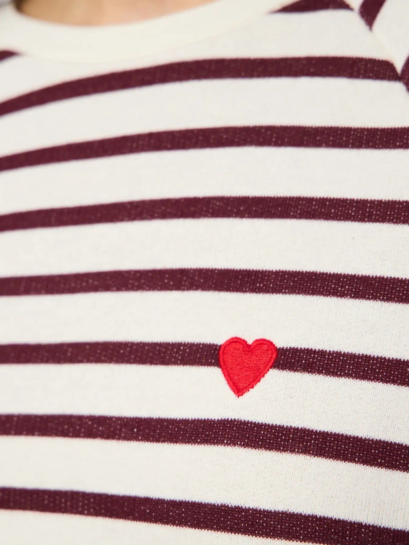 Greta Long-Sleeved Embellished Sweatshirt, Cloud Dancer and Tawny Port Stripes