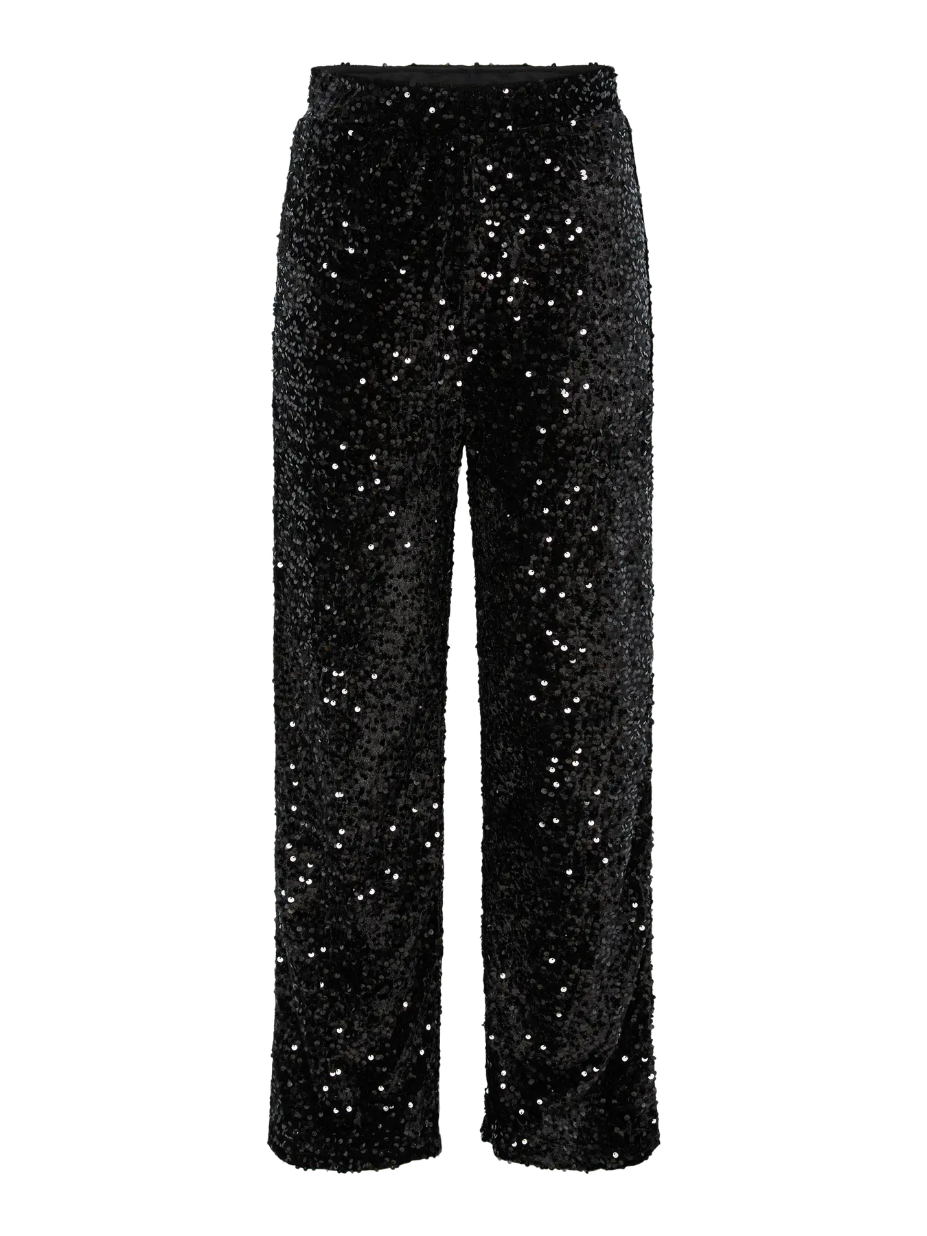 Kam High-Waisted Wide Trouser, Black Sequins