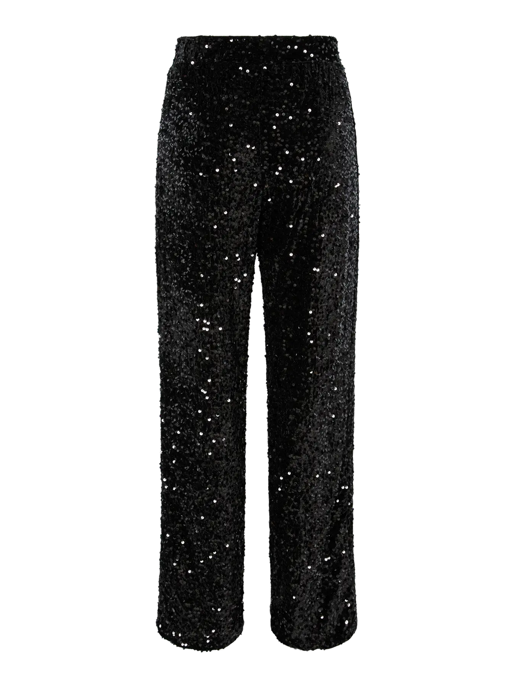 Kam High-Waisted Wide Trouser, Black Sequins
