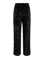 Kam High-Waisted Wide Trouser, Black Sequins