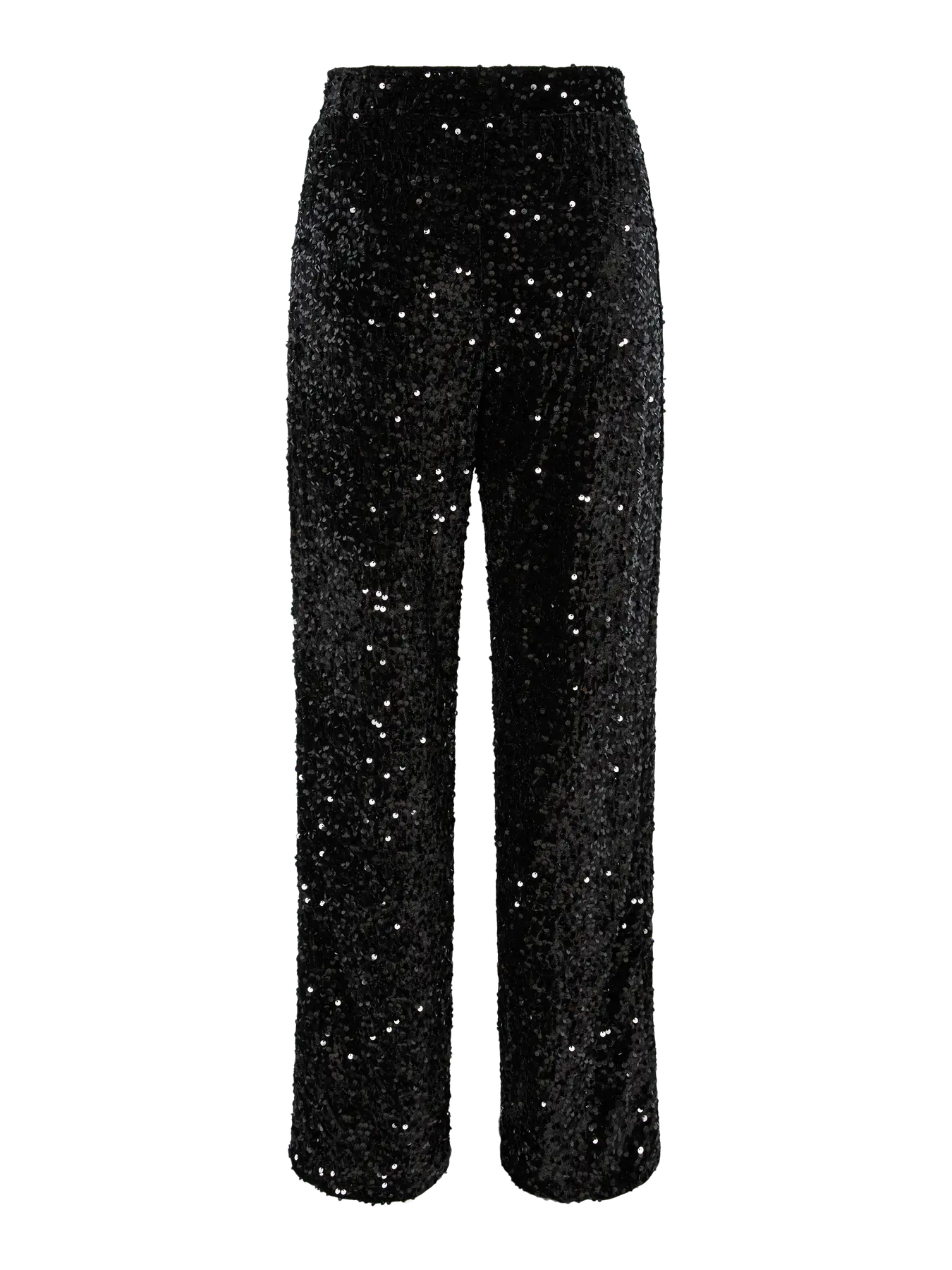 Kam High-Waisted Wide Trouser, Black Sequins