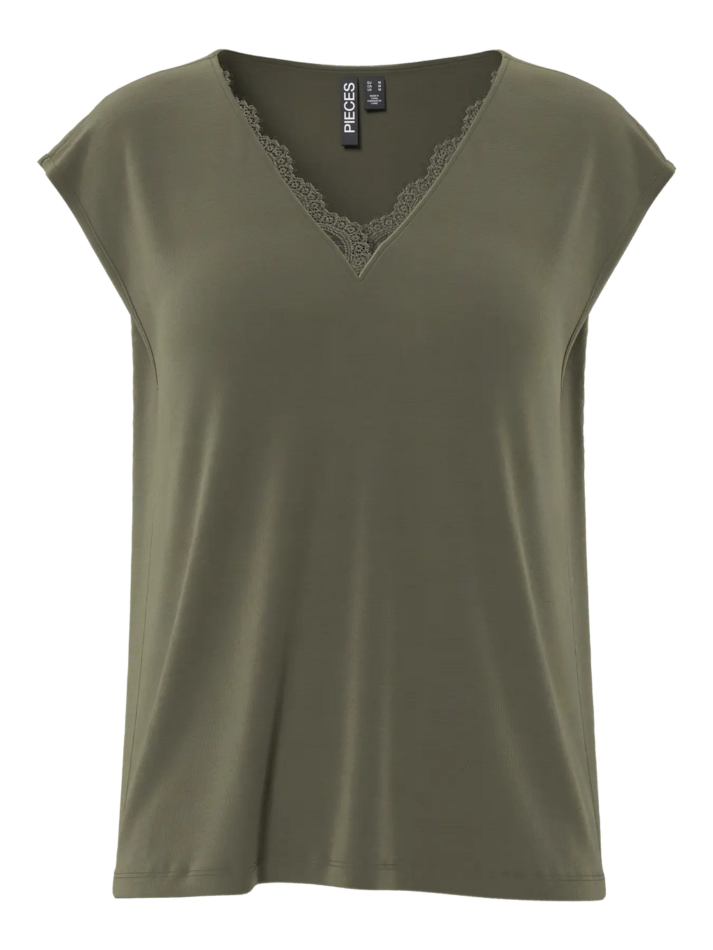 Kamala Lacy V-Neck Tee, Grape Leaf