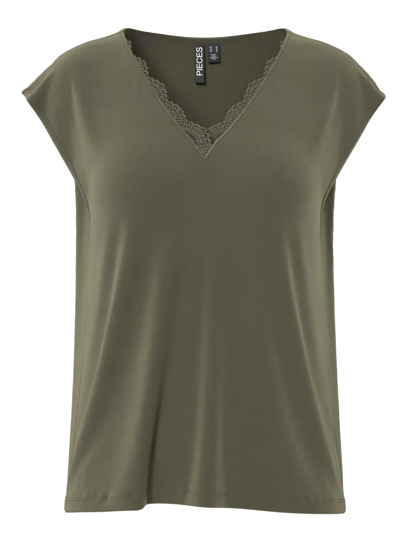 Kamala Lacy V-Neck Tee, Grape Leaf