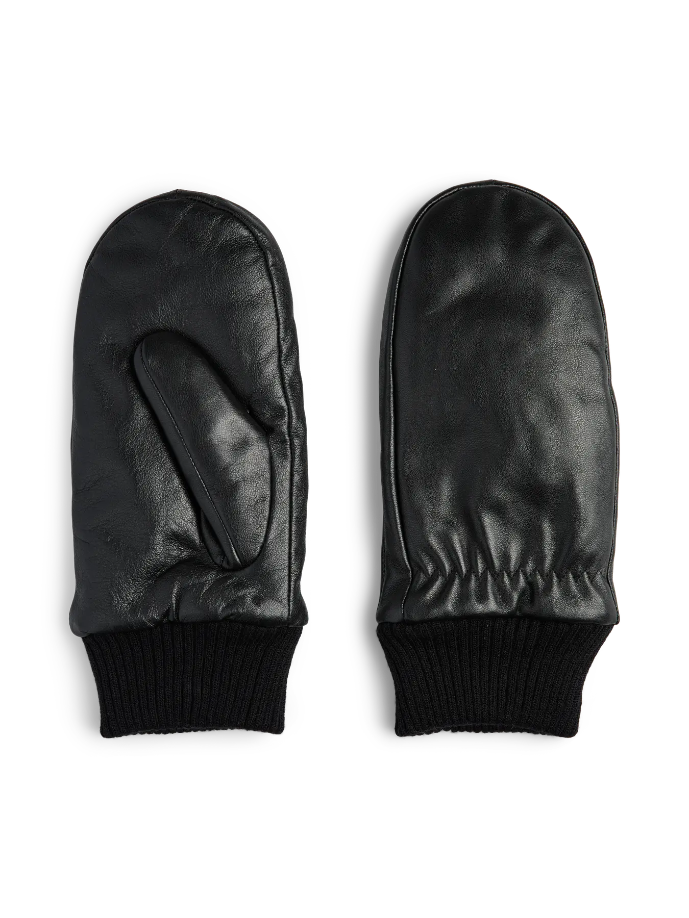 Nellie Leather Mittens, Black