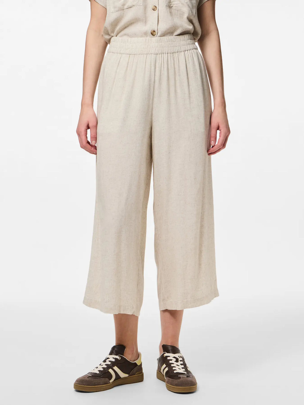 Pia High-Waisted Crop Trouser, Birch Melange