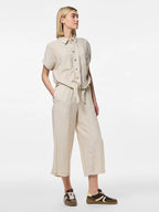 Pia High-Waisted Crop Trouser, Birch Melange
