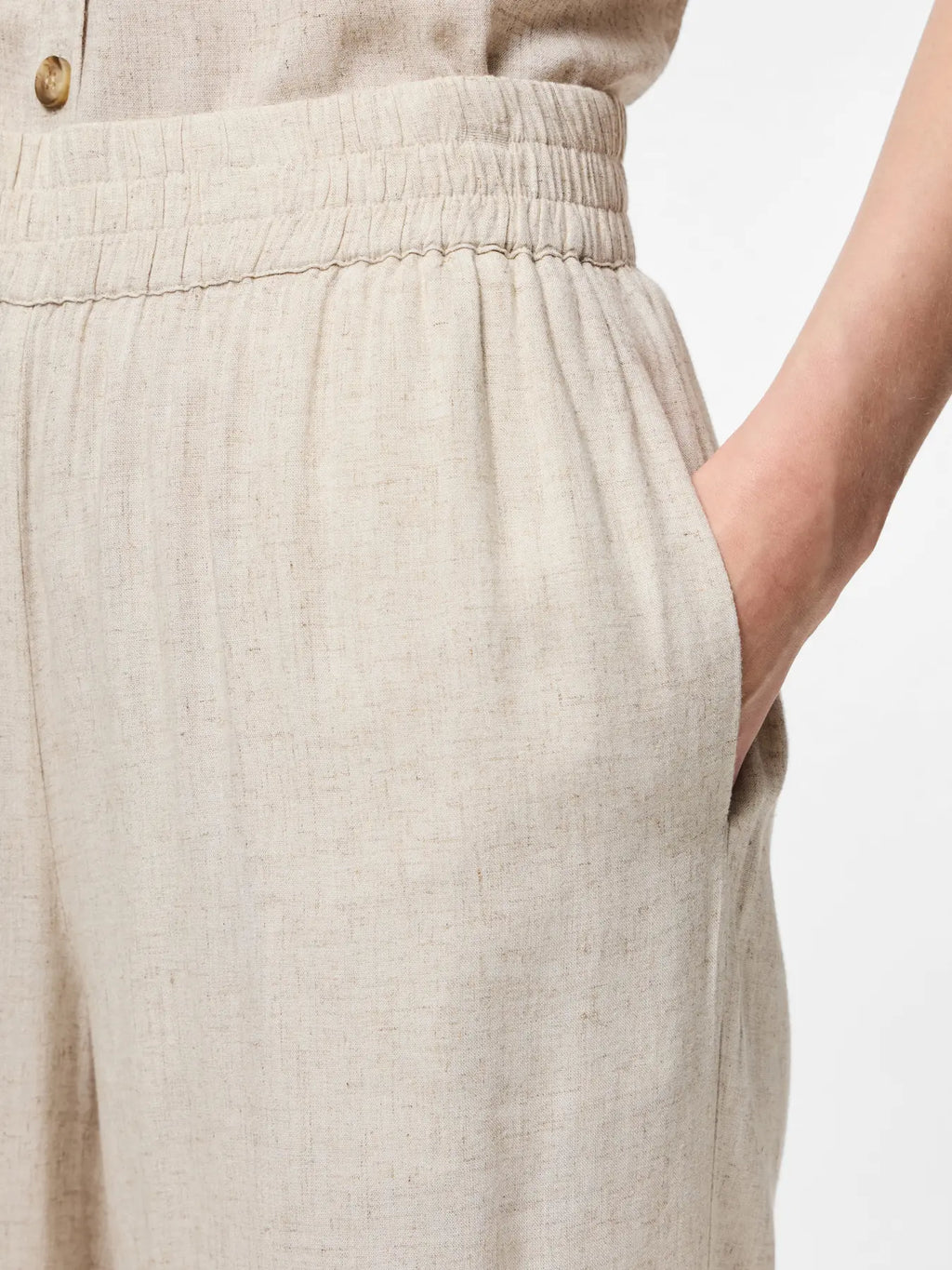 Pia High-Waisted Crop Trouser, Birch Melange