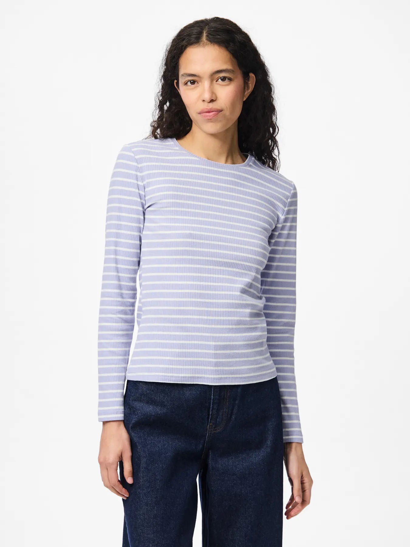 Ruka Long-Sleeved Top, Baby Lavender Stripes