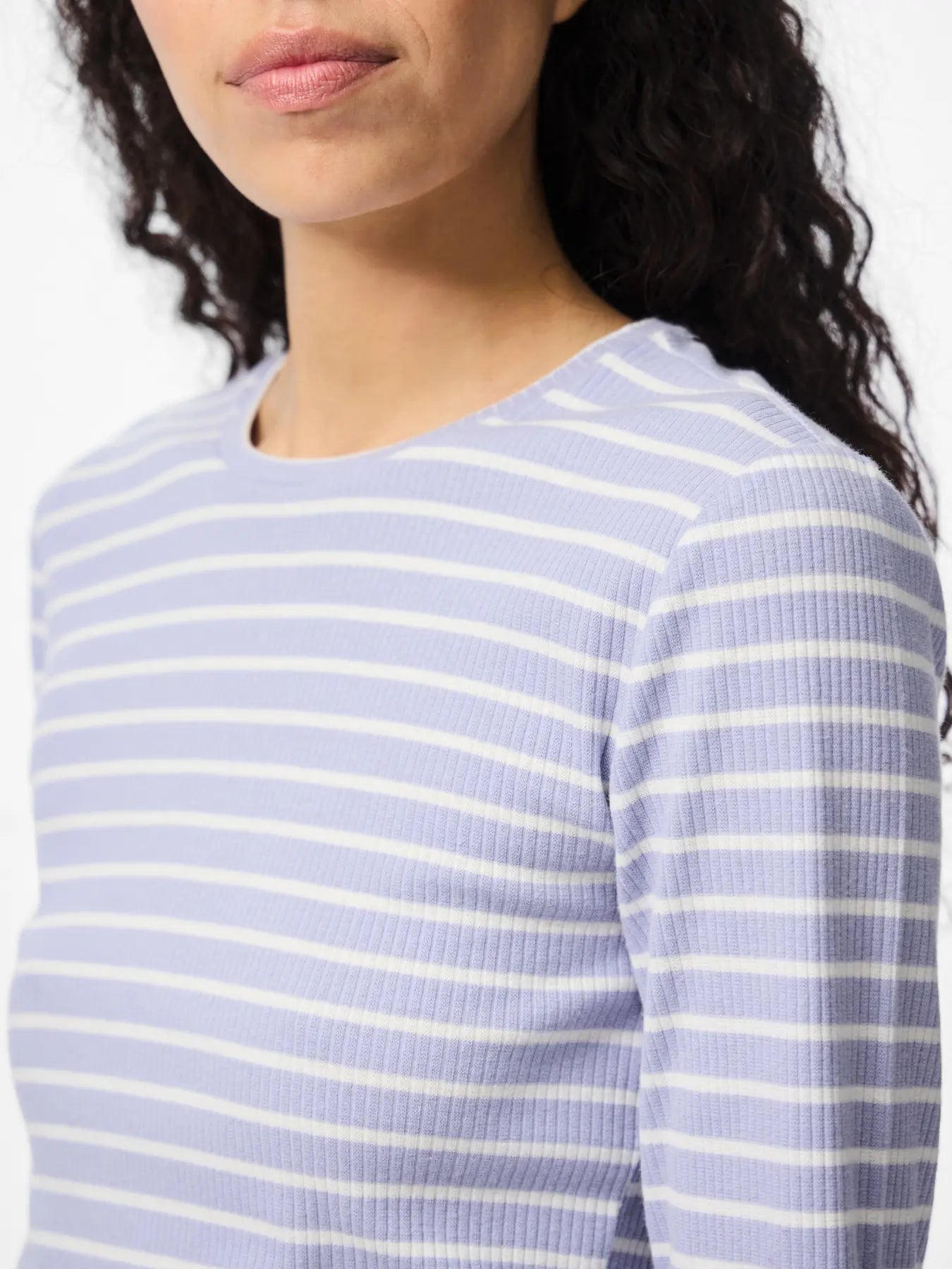Ruka Long-Sleeved Top, Baby Lavender Stripes