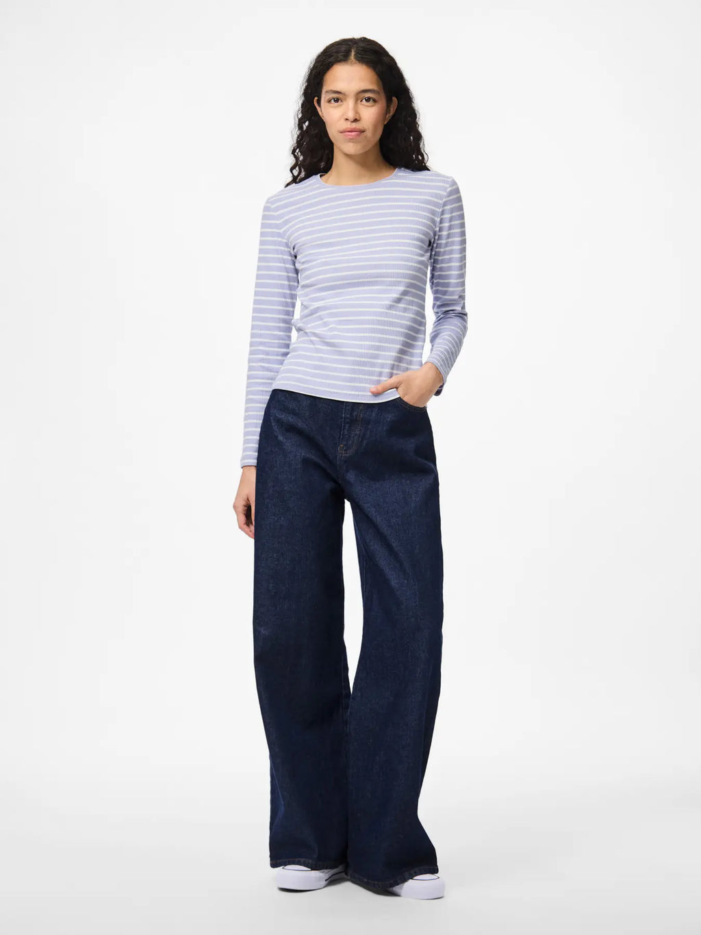 Ruka Long-Sleeved Top, Baby Lavender Stripes