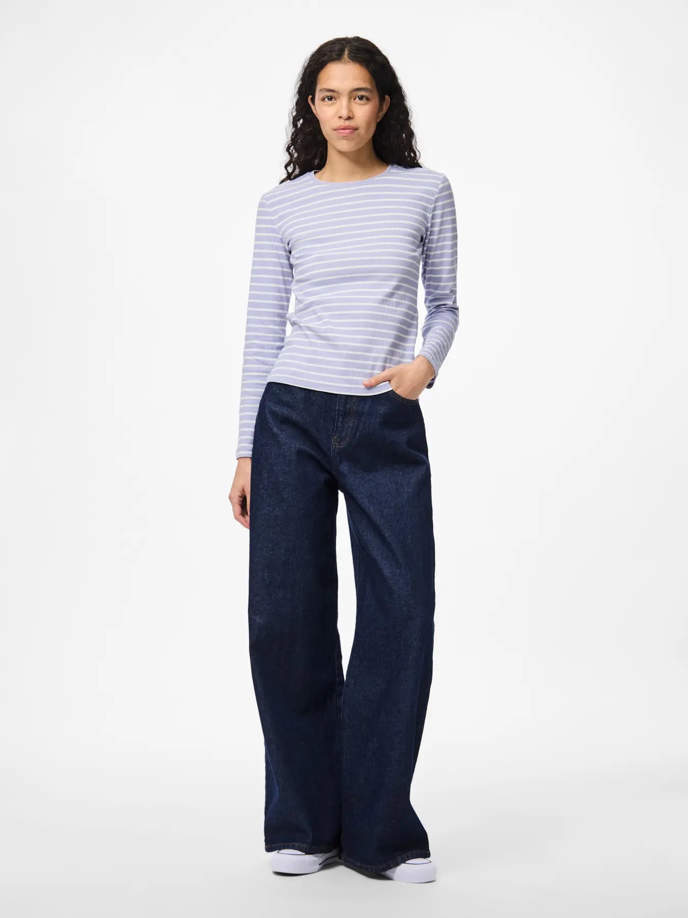 Ruka Long-Sleeved Top, Baby Lavender Stripes