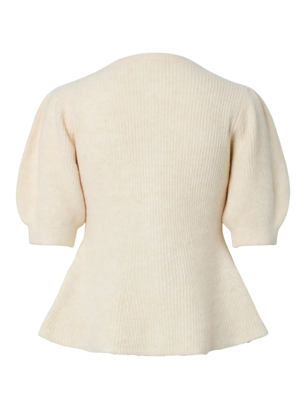 Sally Short-Sleeved Puff Knit Cardigan, Birch Melange