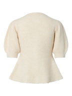 Sally Short-Sleeved Puff Knit Cardigan, Birch Melange