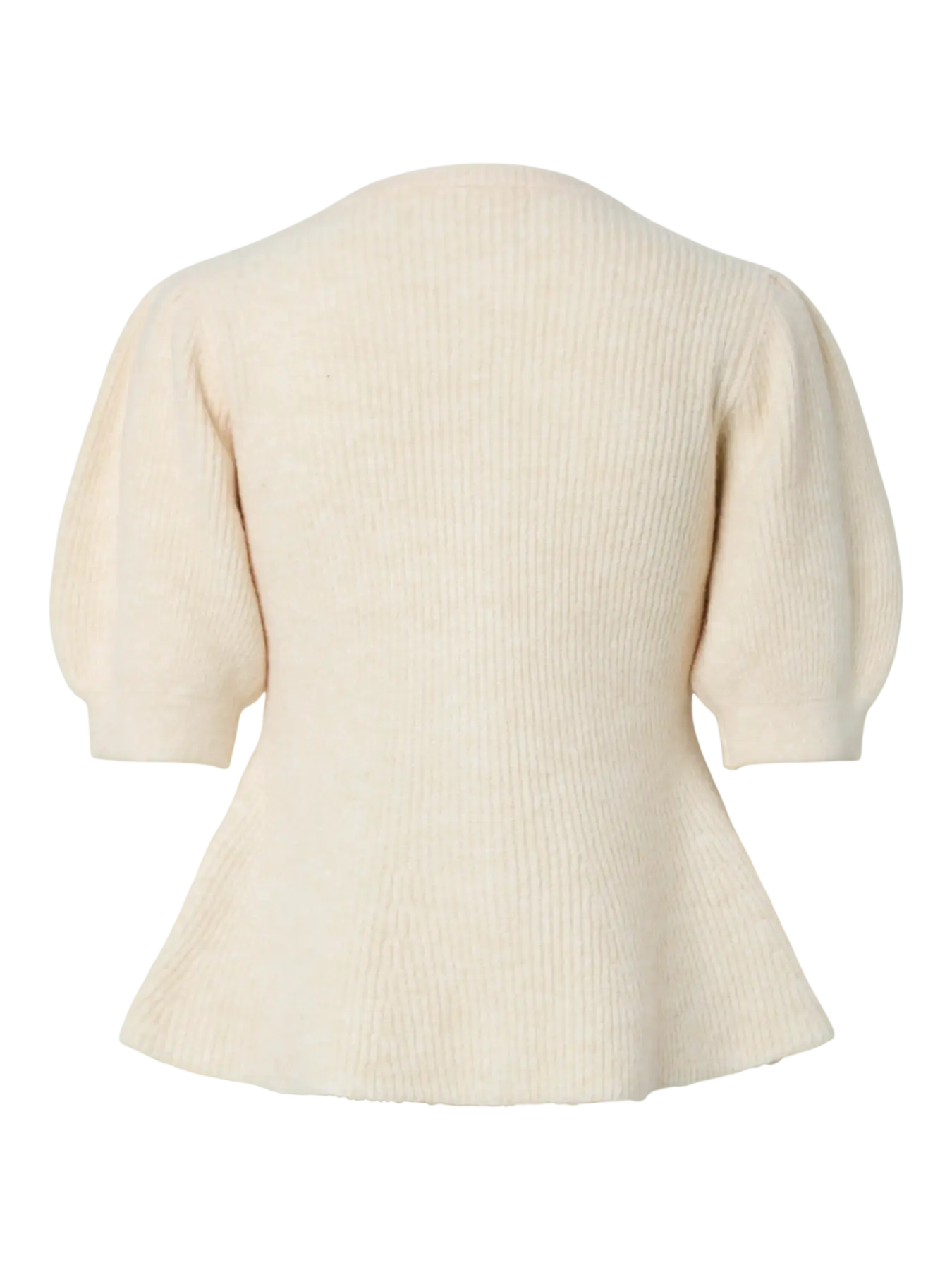 Sally Short-Sleeved Puff Knit Cardigan, Birch Melange